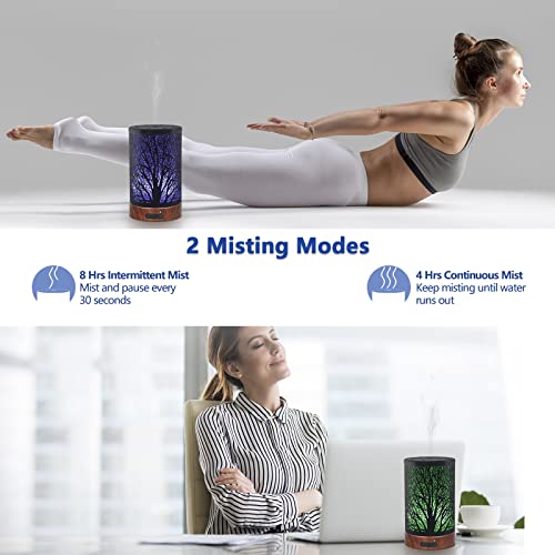 Equsupro Essential Oil Diffuser 100Ml Metal Aromatherapy Oil Diffuser Ultrasonic Cool Mist Diffuser With Waterless Auto Shut-Off Protection,7 Colors Changed Led For Home Office Spa Yoga (Tree) #TOP3