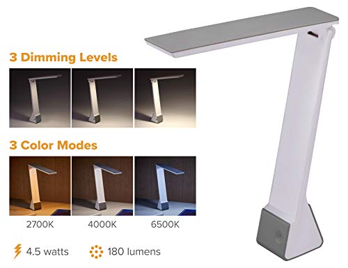 Bostitch Office Kt-Vled1810-Gray Rechargable Battery Led Desk Lamp, 3 Color Temperatures, Flip Open, Gray #TOP2
