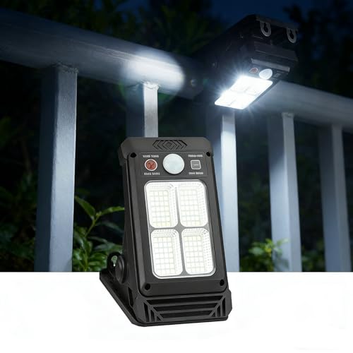 Clip On Solar Lights - Solar Lights Outdoor, LED Smart Sensor Security Light 3 Modes Waterproof Solar Flood Light Portable Security Lighting for Umbrella Garden Yard Fence Gate Patio
