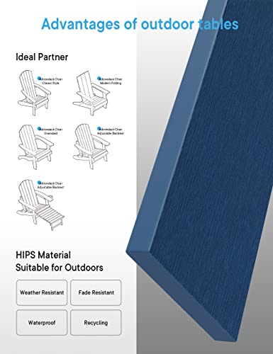 Adirondack Square Side Table, Plastic Outside Side Tables, 2-Layer Weather Resistant End Table, Patio Coffee Table With Storage Shelf Waterproof For Indoor, Pool, Lawn, Balcony (Navy, Double Layer) #TOP3