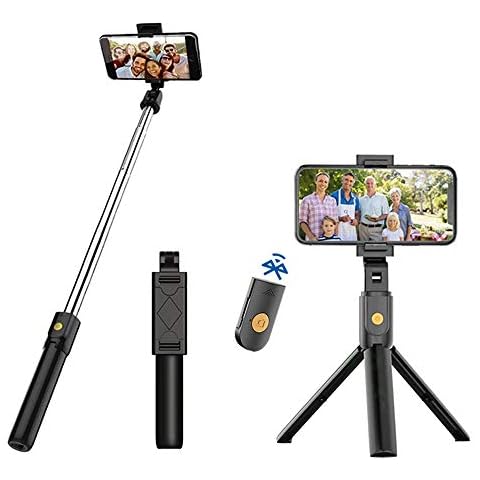 Fomoyi Bluetooth Selfie Stick Tripod,3 in 1 Extendable and Portable Selfie Stick with Detachable Wireless Remote for Travel, Compatible with iPhone/Samsung/Huawei and More Cover