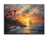 Diamond Painting Océano Bote Manualidades Adultos Pintura de Diamantes Kit Punto de Cruz, DIY Cristal Pintura De Diamante, Halloween Decoracion, per Home Navidad Decoration, Regalo 90x120cm J-g-381