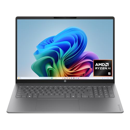 Image of HP OmniBook 5 16 inch Next Gen AI PC, 2K Display, AMD Ryzen AI 5 430, 16 GB RAM, 1 TB SSD, AMD Radeon 840M GPU, Windows 11 Home, Meteor Silver, 16-cg0000nr