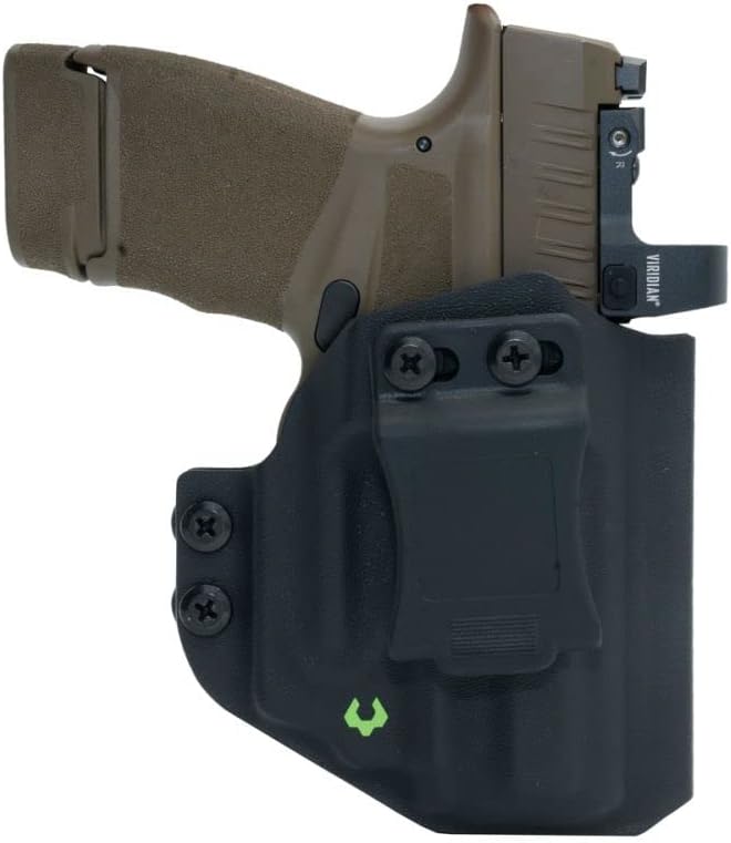Viridian Kydex Holster, Concealed Carry, Inside Waistband, Right and Left Handed with Instant-ON, Compatible with Viridian Lights & Lasers