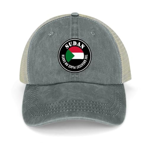 Yelolyio The Greatest Place On Earth Soudan Casquette de baseball réglable en maille avec drapeau du Soudan Casquette de baseball Country Pride Casquette de baseball rétro lavée Casquette de