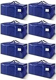 8 Pack Extra Heavy Duty Large Moving Bags with Strong Zipper & Carrying Handles, Sturdy Clothes Storage Bags Totes Bins, Packing Bag Move Boxes College Moving Supplies, Dark Blue - 24 gal