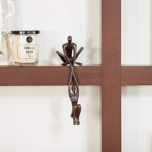 Industrial Abstract Metal Art Sculpture Couple - Man Lifting Woman From Ledge - Modern Love Gift Bronze For Couples Cast Iron Shelf Decor For Home, Farmhouse, Bedroom, Living Room #TOP4