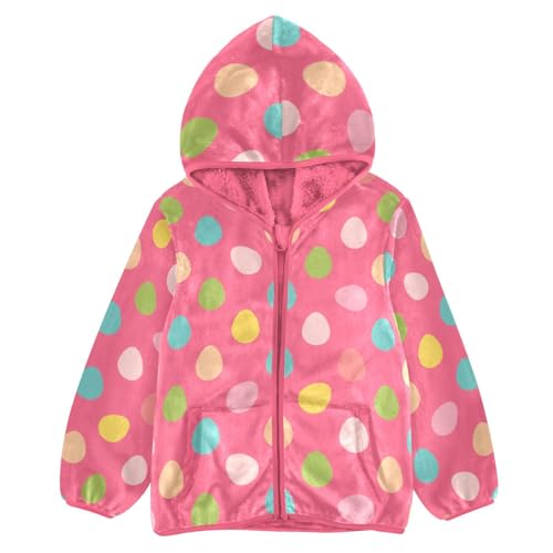 OTVEE Easter Colorful Eggs Pink Kids Hoodie Jacket Fall Spring Full Zip Warm Outwear Coat