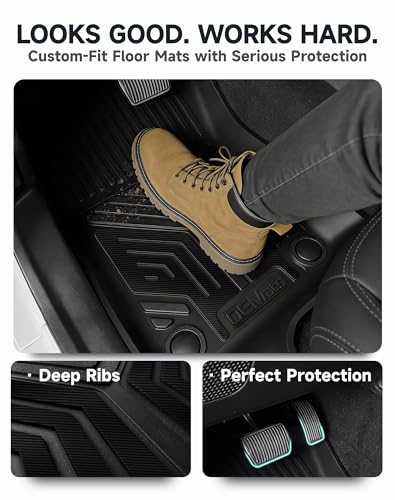 Image of Premium Color TPE Floor Mats for Jeep Wrangler JL 2018-2026 4 Door Gas /MHEV Type (Not Fit for JK or PHEV) | Carbon Fiber Wing Design | All-Weather Car Floor Liners Full Set 1st & 2nd Row Mats