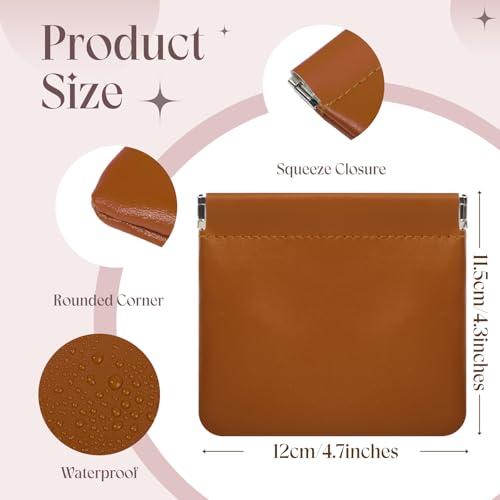 ISKYBOB 4PCS Small Makeup Bag for Purse, Portable Lambskin Pocket Cosmetic Bag Squeeze Top Coin Purse for Women Snap Closure Organizer Pouch Mini Self-Closing Lipstick Pouchic for Travel (Business)2