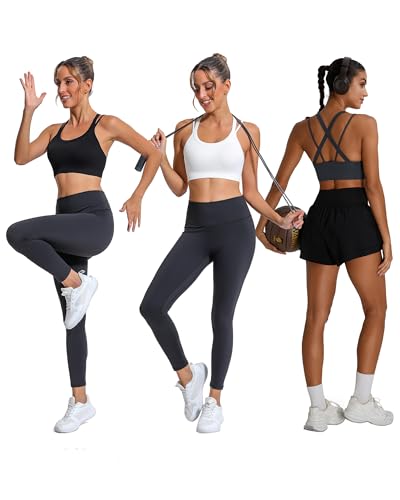 Image of Sports Bras for Women HIigh Support, Criss-Cross Back Padded Strappy High Impact Sports Bras for Women Large Bust