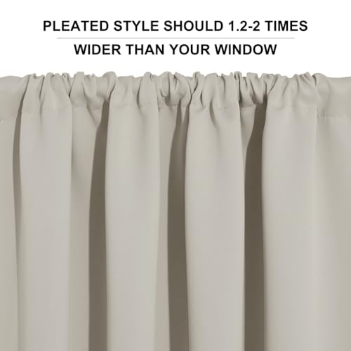 RYB HOME Blackout Short Cafe Curtains, Privacy Light Block Small Window Curtains for Bedroom Kitchen Basement Dining Classroom, W 42 x L 30 inches, Natural, 2 Panels