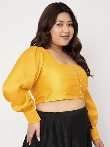 Image of studio rasa Women's Plus Size Chroma Button Down Crop Top for Wedding Festive Party