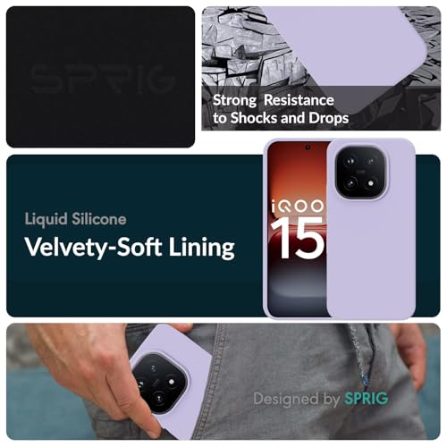 Image of SPRIG Compatible with IQOO 15 5G SilkTone Silicone Back Cover Drop Tested Shock Proof Mobile Case for Men, Women, Boys and Girls with Camera Protection (Light Purple)