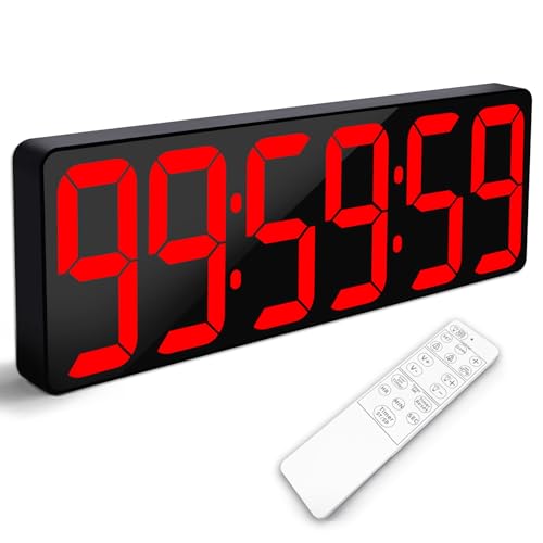 KMMKGG Large Digital Timer Wall Clock with Remote Control 17.2 Count Down Up Digital Timer LED Display Auto DST Big Digital Clock for Bedroom Kitchen Living Room Office Gym Home Decor