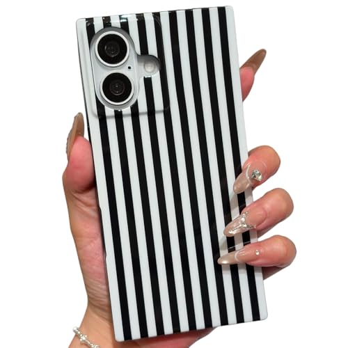 Coque magnétique pour iPhone 16 à rayures protection antichoc
