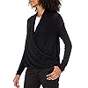Amazon Essentials Women's Lightweight Long Sleeve Wrap High/Low Knit Top, Black, X-Large