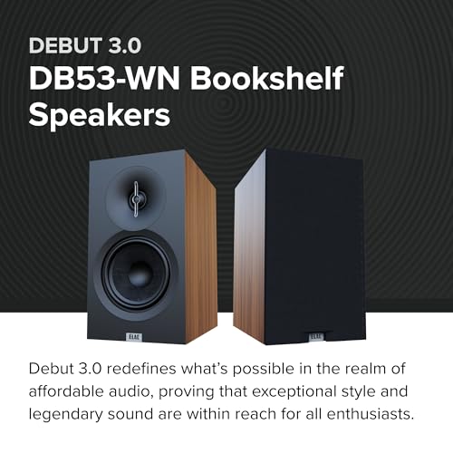 Image of ELAC Debut 3.0 DB53-WN Bookshelf Speakers, Walnut (Pair) - 1 inch Aluminum Dome Tweeter & 5.25 inch Aramid Fiber Woofer - 2-Way Bass Reflex - 48Hz to 38KHz Response