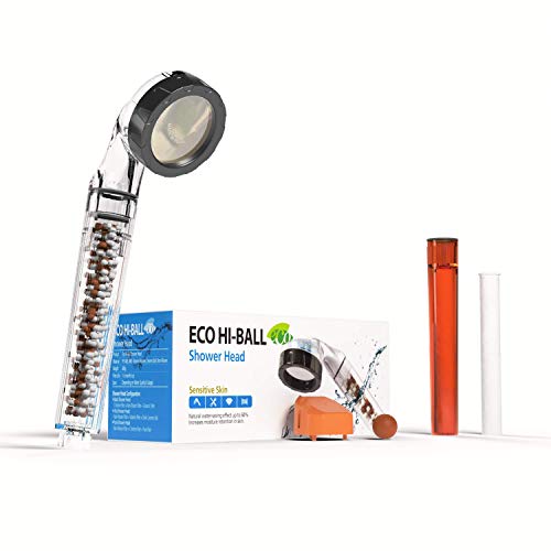 Eco Hi-Ball Water Saving - Vitamin C Filtered Shower Package | Pack of 3 Easy to Use Shower Nozzles | Ceramic, Purifying Filter with Health Benefits | Pure Shower for Waterfall Spray Effect