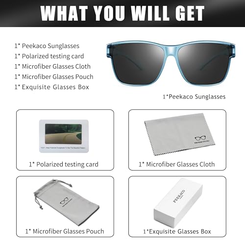 Image of Polarized Sunglasses Fit Over Glasses for Women Men, Oversized Square Sun Glasses UV400 Protection