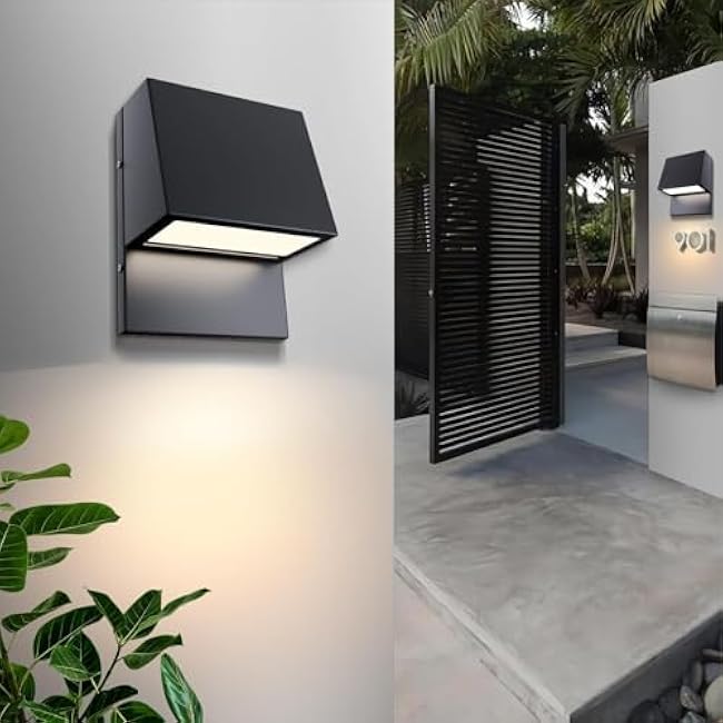 LED Modern Outdoor Wall Light, 15W 3000K, Matte Black, 8 x 3.5 x 10.25 inches, Waterproof, Outdoor, Front Door, Porch, Garden, Garage, Yard, Pathway, Patio, Walkway