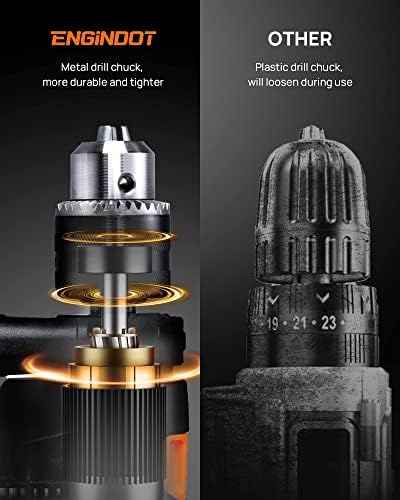 Hammer Drill, ENGiNDOT 710W Corded Impact Drill 2 IN1,2800RPM, Variable Speed, 1/2''(13mm) Chuck, 10 Drill Bits for Home Improvement, DIY, Concrete, Steel, Wood