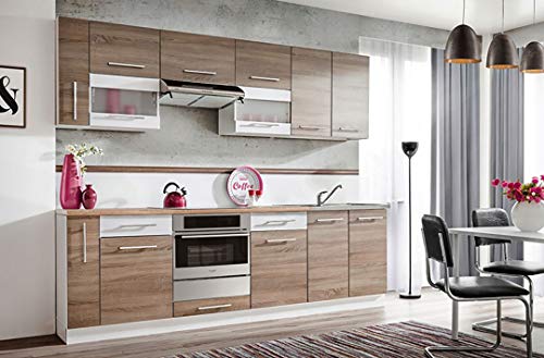  Zante 260  Cucina Completa Lineare 2,6m  10 Pezzi + Piano di Lavoro Inclusi  Set di mobili da Cucina  Mobili da Cucina