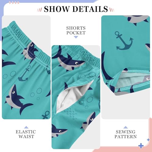 Shark Anchor Boys Long Pants Soft Trousers Elastic Waist Kids Lounge Bottoms with Pockets S-XL4