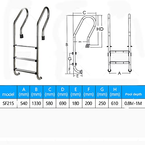 Escalera para piscina acero inoxidable 2 peldaños anti-deslizante miniatura 5