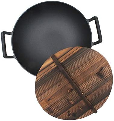 Old Style Pig Iron Wok Uncoated Non Stick Pan Thickened Double Ear Cast Iron Wok Flat Bottom Wok，，，