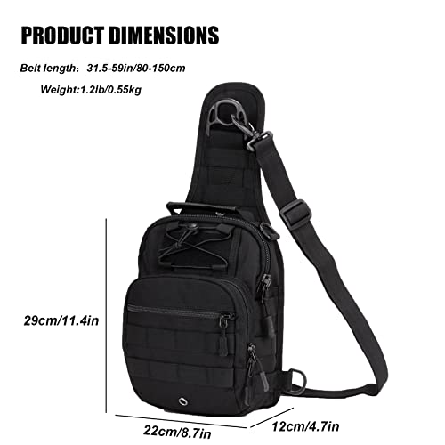 Zhierna Tactical Sling Backpack, Military Shoulder Cross Body Sling Bags Pack, Molle Edc One Strap Chest Bag For Outdoor Camping Hiking Biking (Black) #TOP2