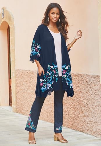 Roaman's Women's Plus Size Floral Embroidered wrap4
