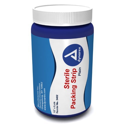 Sterile Gauze Plain Packing Strip, 1/2 inch x 5 yards, 1strip/bottle ea