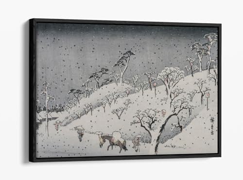 Toile de maître Utagawa Hiroshige avec cadre flottant noir finition premium