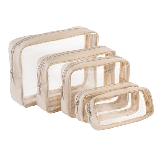 Image of Remobia Hicol TSA Approved 5-Piece Diaper Bag Organizer Pouch Set Clear Waterproof TPU Kids Toiletry Storage Set Travel Packing Clutch Cube Bags for Baby Nursing