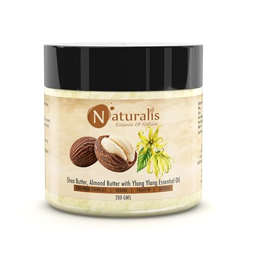 Image of Naturalis Shea Butter | Unrefined Shea Butter with Ylang Ylang Essential Oil 200gms | Body Butter | Deep Hydration, Soft Skin, Nourished Glow & Smooth, Revitalized Skin