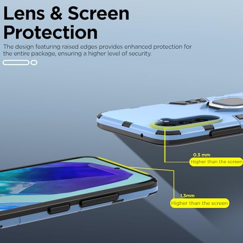 Image of Pikkme Back Cover | D5 Tough Armor Bumper | 360 Protection Case | Ring Holder Stand Case for Samsung Galaxy M55 5G / M55s 5G / F55 5G (Blue)