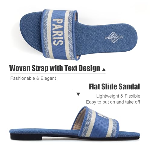 Image of STUNAHOME Summer Flat Sandals for Women Fashion slide Sandals Womens