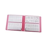 PUEEN 40 Slots Nail Art Stamping Plates Holder Case Plate Organizer in Soft Pink Peach-BH000531