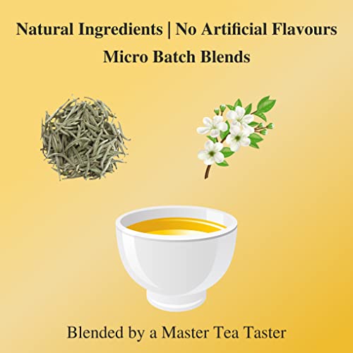 Image of Sancha Tea Boutique, Jasmine White Tea(25X3 Cups), Pure Tea Buds married to real Jasmine Flowers, Worlds Healthiest Tea, Silver Needles White Tea, Jasmine Tea