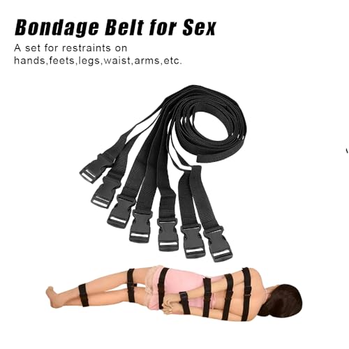 Image of 7PCS Sex Restraints Kit Bondage Belt SM Slave Sex Toys Sets BDSM Adjustable Bondage Play Kits Couples Binding Straps Adjust Handcuffs Wrist Cuff Anklet Adult Game Sex Toy