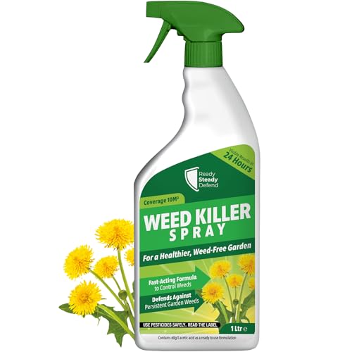 Weed Killer 1L - Extra Strong 6% Acetic Acid Spray for Fast-Acting Weed and Moss Control - Non-Residual and Ready-to-Use Formula for Gardens, Paths, Patios, Driveways, and Unplanted Areas