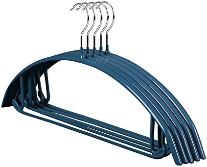 BESSLEE Royal Blue Clothes Hangers for Closet 5 Pack, Heavy Duty Metal Hangers for Coats Shirts Pants Sweaters Jackets or Suits, Non-Slip Rubber Coated, Contour Shoulder Ends No Bump, 16.14” Long