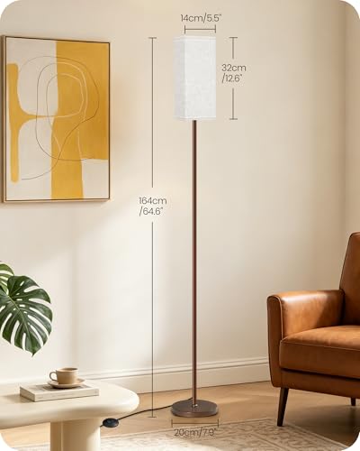 Image of 64.6 inch Floor Lamp, Pole with Foot Switch, Modern Standing Lamp Lampshade, Minimalist Freestanding Lamp (Bulb Not Included), for Living Room, Bedroom Office ETL Listed,Brown and Beige VE07LD05
