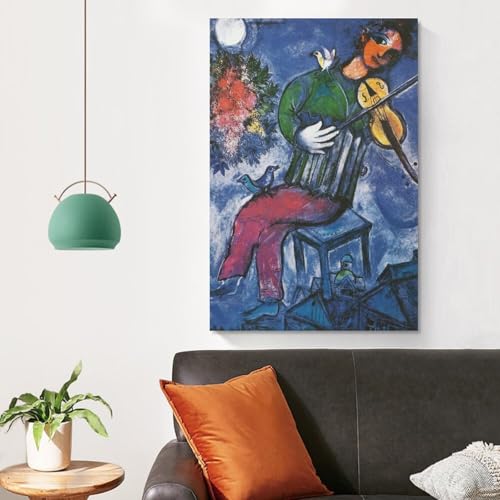 Le violoniste bleu Chagall impression sur toile salon déco moderne 60x90cm - 4
