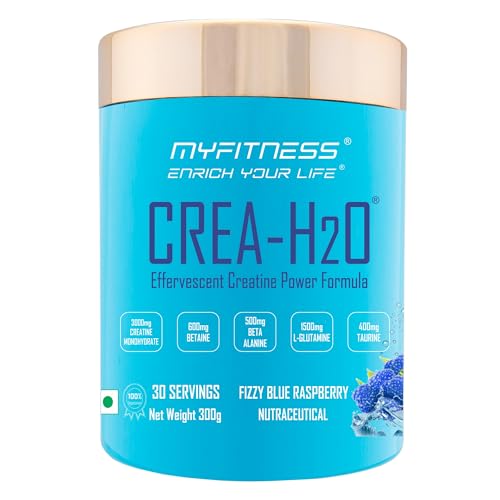 Image of Myfitness Creatine Monohydrate Powder | 300g | Effervescent Pre Workout Power Formula | Creatine Powder With Betaine | Beta Alanine | L-Glutamine | Taurine | Electrolyte Blend (Fizzy Blue Raspberry)
