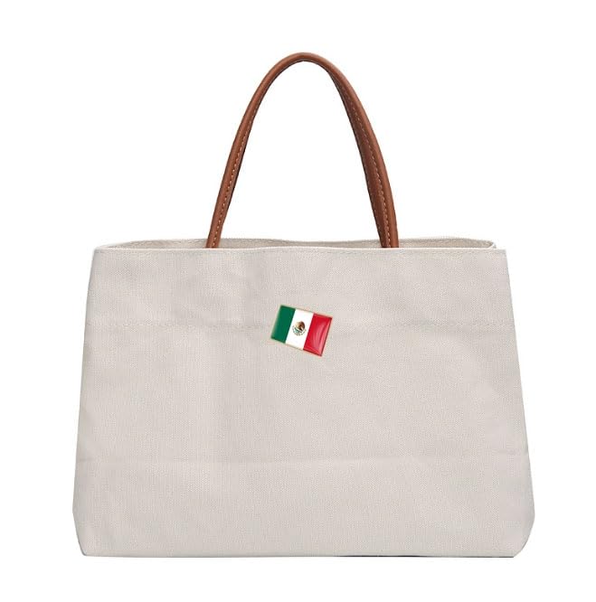 Image of Mexico Flag Oblong Rectangle Shape Pin Back Butterfly Buckle or Cylinder Buckle Brooch Patriotic Badge