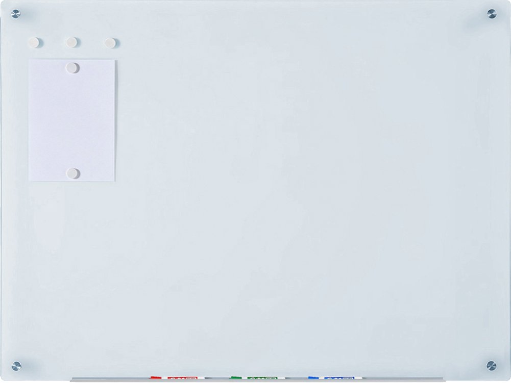 Audio-Visual Direct Magnetic White Glass Dry-Erase Board Set - 4' x 3' - Includes Magnets, Hardware & Marker Tray
