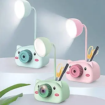 LIGHTER HOUSE LED USB Cartoon Animal Eye Protection Reading Desk Lamp Pencil Sharpener for Kids Pen Holder Student (Multicolor)