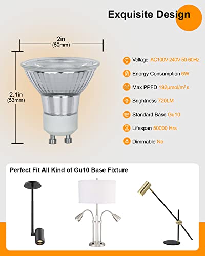 Dommia Grow Light Bulbs, Full Spectrum Plant Light For Indoor Plants, Gu10 Led Grow Lights Plant Light Bulbs 3 Counts, Sunlike Spectrum Indoor Growing Lamps For Succulents, Orchids, Tomatoes, Lettuce #TOP5